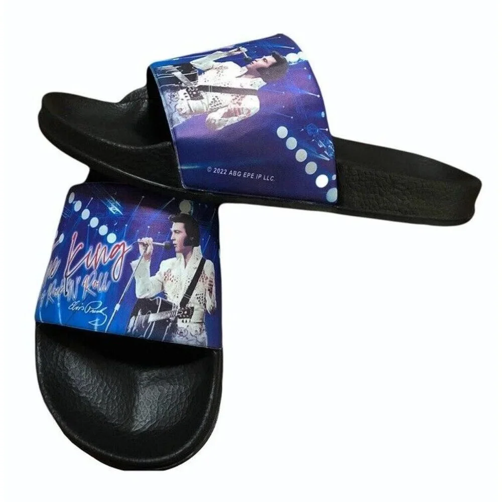 New Blue Sandals Elvis Presley Slip On Lights Guitar Flip Flops 6 to 7 NIP Photo - Picture 2 of 4